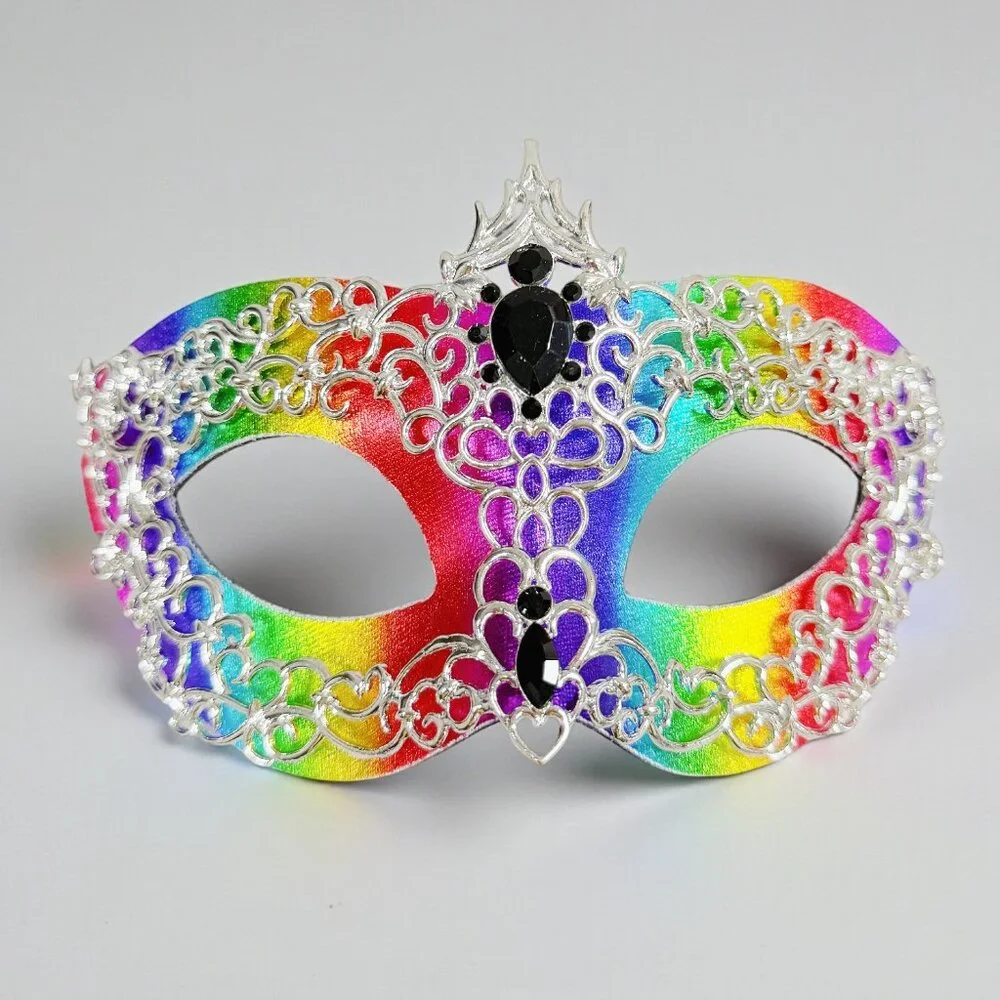 Silver Rainbow mask, Masquerade mask, Cosplay mask, ball party mask, Prom mask